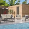 أريكة للأماكن الخارجية مصنوعة من خشب الساج الصلب والألومنيوم من فورسا 1836462
