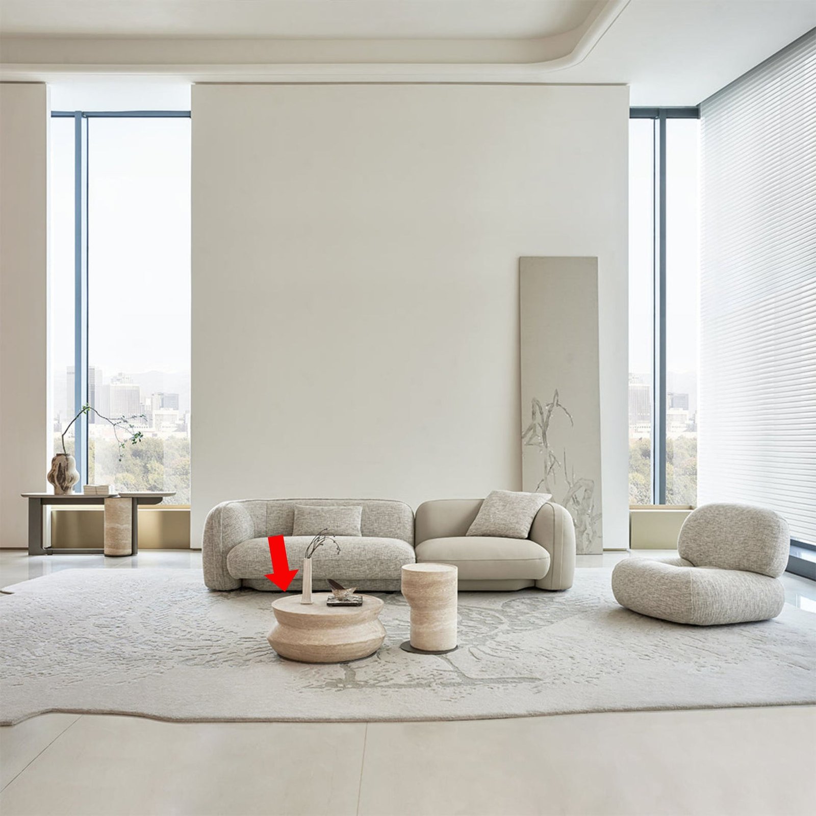 طاولة جانبية كبيرة نيمبوس من الترافرتين BMCJ-BJ6070-BIG