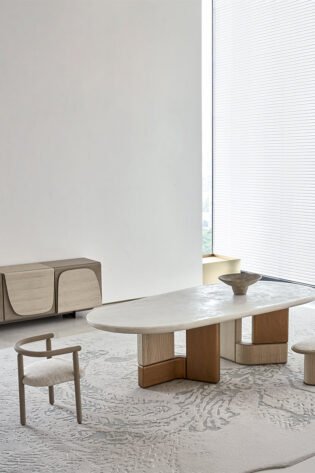 طاولة طعام جراندور من الرخام/القشرة BMCJ-CT6006