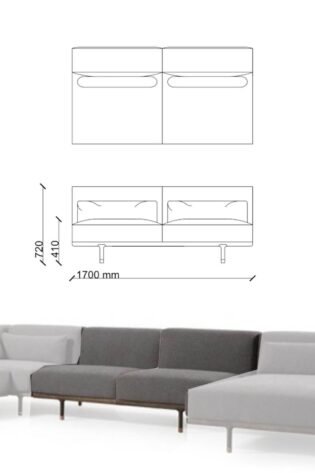 قطعة دايموند المزدوجة لتمديد جميع خيارات أريكة دايموند Diamond-Double