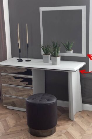 طاولة زينة ومرآة منى بيضاء MONAWHITE-DRSRMRR